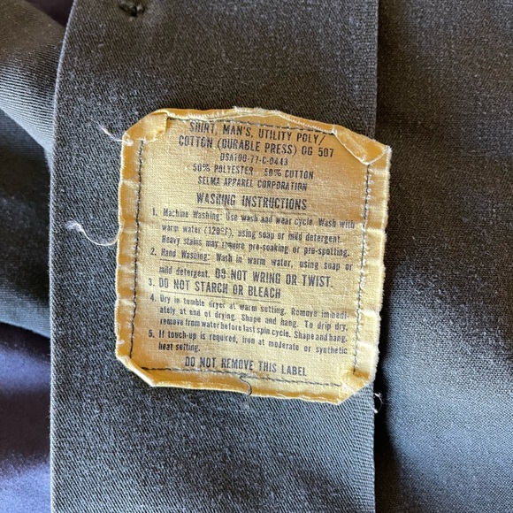 Army Fatigue Blouse Shirt | Olive Green | Mens 14 1/2 X 33 | Airborne Patch - Picture 6 of 8